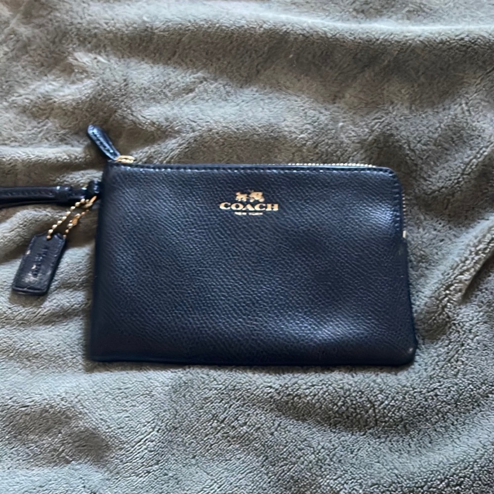 Navy blue coach wristlet